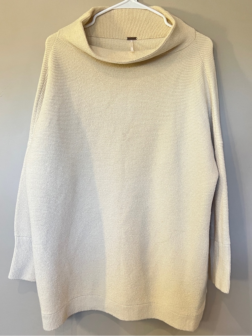 Free People Cream Funnel Neck Pullover